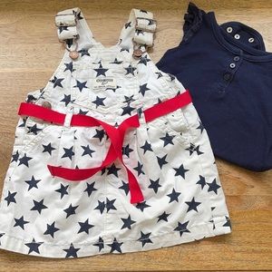 Oshkosh overall dress & onesie outfit 12 months